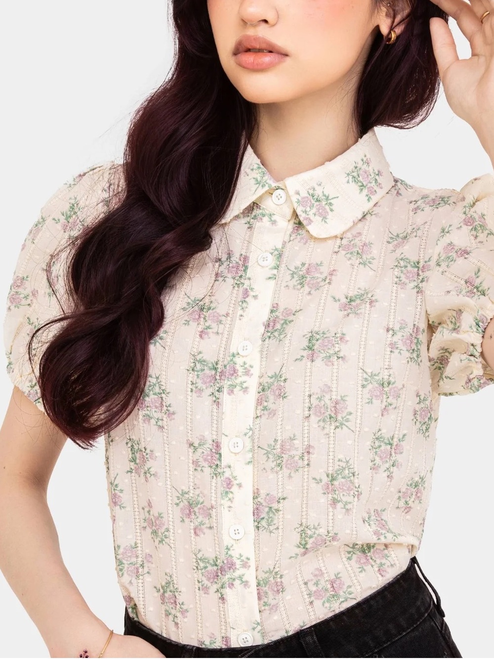 Disturbia Pleasance Cotton Puff Sleeve Blouse
